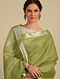 Green Handloom Cotton Linen Saree