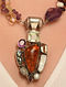 Sterling Silver Necklace With Amber And Topaz