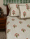 Cotton Daisy Handblock Printed  Bedsheet And Pilllow Cover Set (Set Of 3)