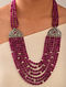 Pink Tribal Silver Necklace With Agate, Garnet Pearls