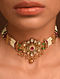 Gold Tone Temple Choker Necklace Set
