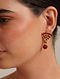 Red Gold Tone Temple Earrings