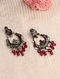 Pink Kundan-inspired Silver Earrings with Peacock Motif