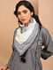 Ivory Cotton Embroidered Scarf with Beads and Tassels
