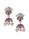 Pink Enameled Silver Jhumki Earrings 