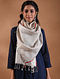 Ivory-Red Handwoven Linen Stole