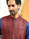 Maroon Handloom Tussar Ghicha Silk Nehru Jacket
