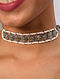 Dual Tone Tribal Silver Choker Necklace with Chidd Moti