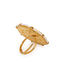 Red Gold Tone Kundan Beaded Adjustable Ring