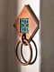 Brown-Multicolored Handcrafted Teak Wood and Sheesham Wood Towel Holder with Ceramic Tile (L - 12in, W - 8in, H - 2in)