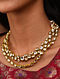 Gold Tone Silver Foiled kundan Necklace With Earrings
