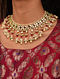 Red Gold Tone Silver Foiled kundan Necklace with pearls