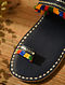 Navy Blue Handcrafted Genuine Leather Kolhapuri Flats with Mukaish Work