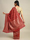 Red Benarasi Handwoven Cotton Silk Saree With Zari