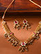 Red Green Gold Tone Pachi Kundan Necklace Set