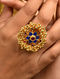 Blue Gold Tone Foiled Kundan Ring