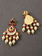 Multicolour Gold Tone Foiled Kundan Earrings with Faux Pearls