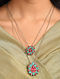 Pink Blue Tribal Silver Necklace