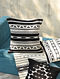 Black and White Handwoven Kasida Cushion Cover (L- 16in, Width - 16in)