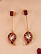 Pink Gold Tone Silver Earrings with Kundan and Kempstone