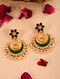 Green Gold Tone Silver Earrings with Kundan and Kempstone