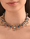 Blue Silver Necklace with Kundan and Kempstone