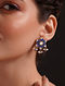 Blue Silver Earrings with Kundan and Kempstone