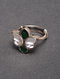 Green Silver Ring with Kundan and Kempstone