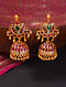 Red Gold Tone Temple Jhumki Earrings