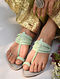 Pastel Green Handcrafted Vegan Leather Kolhapuri Flats