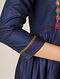 Blue Embroidered Silk Viscose Tunic with Gathers