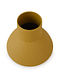 Yellow Handcrafted Metal Vase (D-8in, H-7.5in)