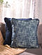 Indigo Blue Handloom Cotton Woven Cushion Cover (L-16.5in, W-16.5in)