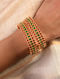 Red Green Gold Tone Temple Bangle Pair