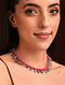 Red Silver Tone Tribal Necklace