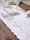 White Schiffli Cotton Table Runner With Crochet Ends (L- 70in, W- 14.5in)