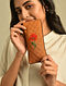 Tan Quilted Thread Embroidered Cotton Silk Spectacle Case