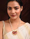 Pink Gold Tone Silver Necklace with Kundan & Kempstone