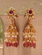 Red Gold Tone Jhumki Earrings