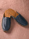 Navy Blue Handcrafted Genuine Leather Mules for Men