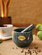 Green Marble Mortar Pestle With Brass Inlay