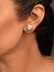 White Tribal Silver Stud Earrings