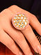 Pink Gold Tone Foiled Kundan Adjustable Ring 