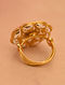 Red Gold Tone Foiled Kundan Adjustable Ring 