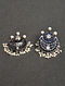 Blue Kempstone Encrusted Silver Earrings With Pearls