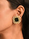 Green Gold Tone Foiled Kundan Earrings