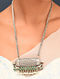 Green Silver Tone Tribal Necklace