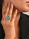 Green Tribal Silver Kundan Ring