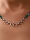 Green Aventurine Dual Tone Tribal Silver Necklace with Fluorite and Emerald