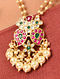 Pink Green Gold Tone Kundan Necklace 